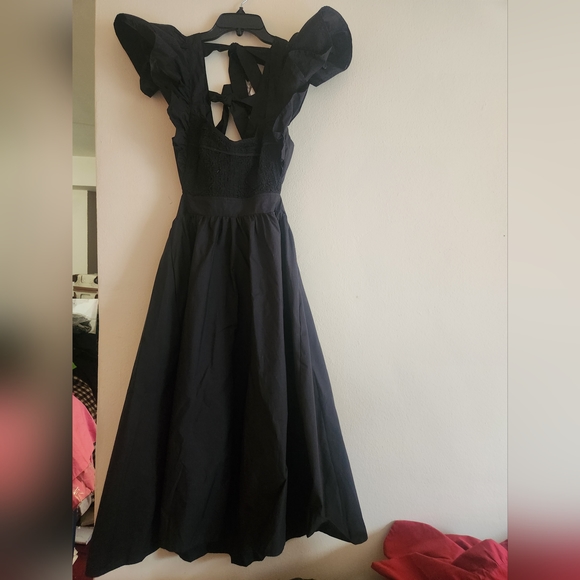 En Saison Monti midi dress tie-back black sz M BNWT - Picture 2 of 8